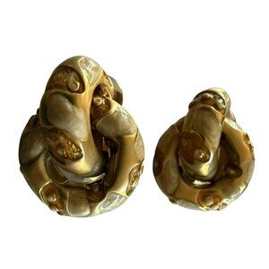 Vintage 80s St John Sculptural Abstract Pebbled Goldtone Clip-On Earrings